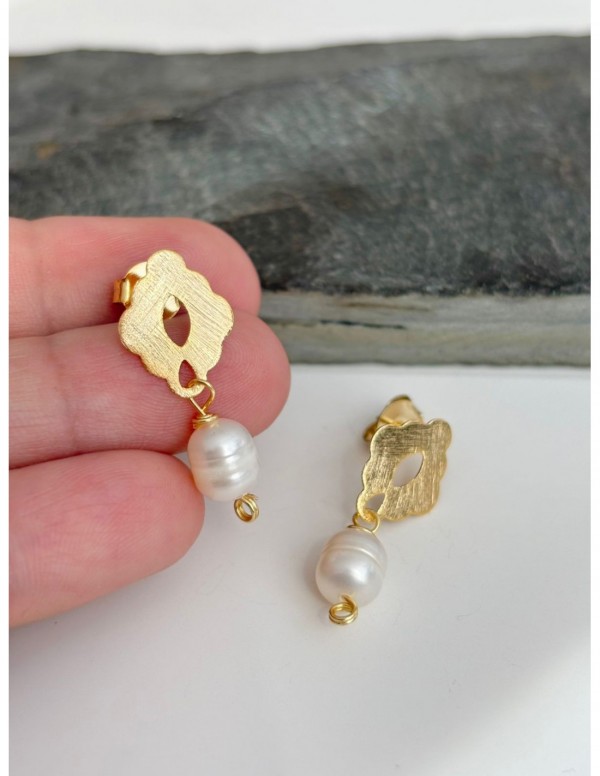 AROS BAÑADOS EN ORO PERLA BLANCA