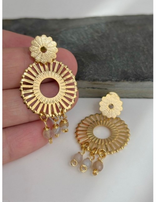 AROS BAÑADOS EN ORO AGATAS GRISES