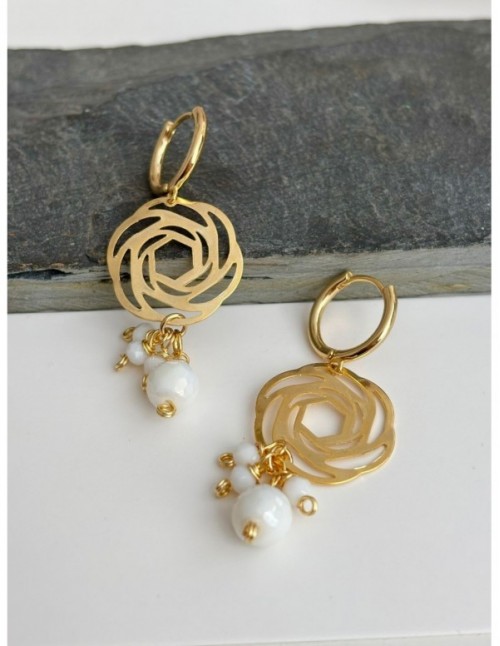 AROS BAÑADOS EN ORO CRISTALES BLANCOS