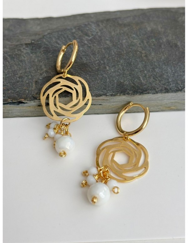 AROS BAÑADOS EN ORO CRISTALES BLANCOS