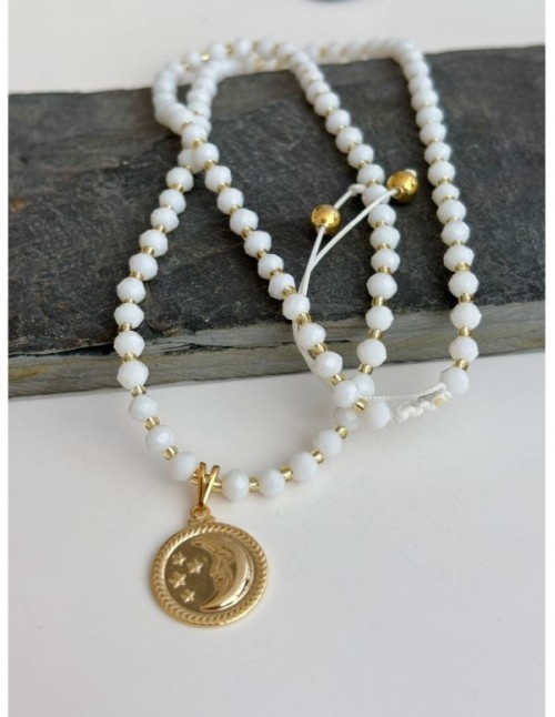 COLLAR BAÑADO EN ORO CRISTALES BLANCOS