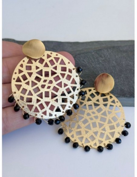 AROS BAÑADOS EN ORO CRISTAL NEGRO