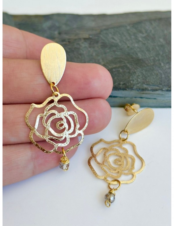 AROS BAÑADOS EN ORO CRISTAL PLATEADO