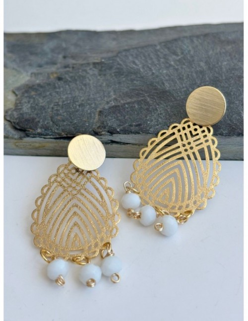 AROS BAÑADOS EN ORO CRISTAL BLANCO