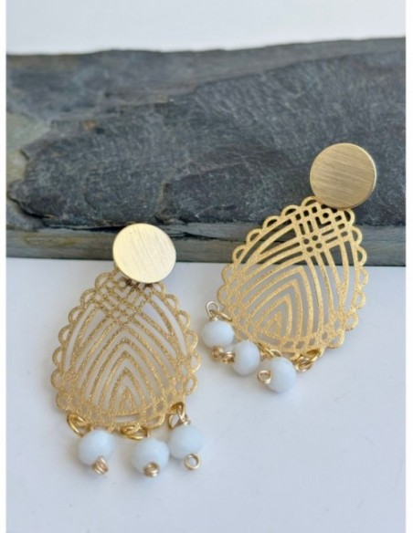 AROS BAÑADOS EN ORO CRISTAL BLANCO
