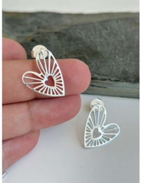 AROS BAÑADOS EN PLATA CORAZON