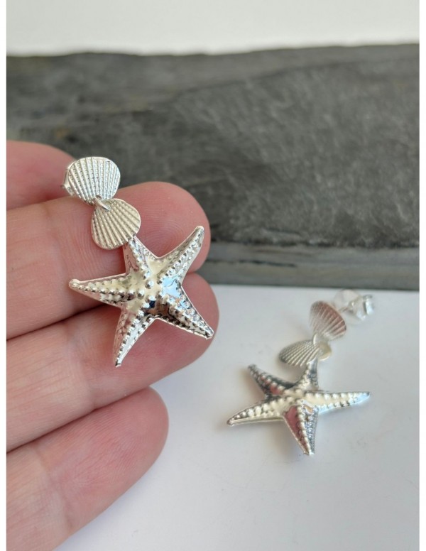 AROS BAÑADOS EN PLATA ESTRELLA DE MAR