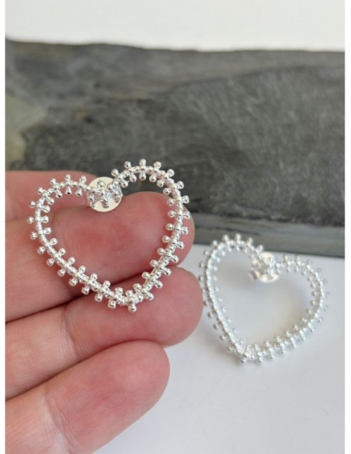 AROS BAÑADOS EN PLATA CORAZON