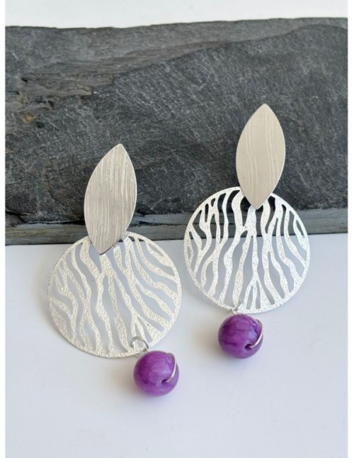 AROS BAÑADOS EN PLATA PIEDRA MORADA