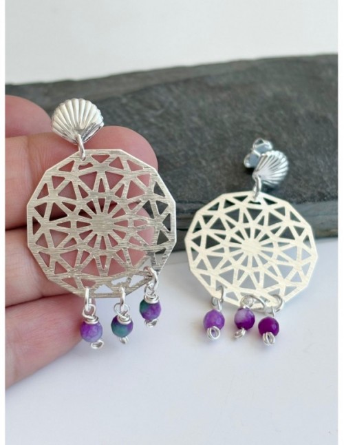 AROS BAÑADOS EN PLATA PIEDRA