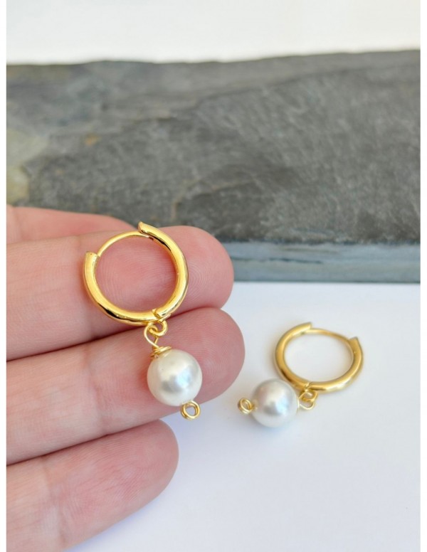 AROS BAÑADOS EN ORO PIEDRA BLANCA