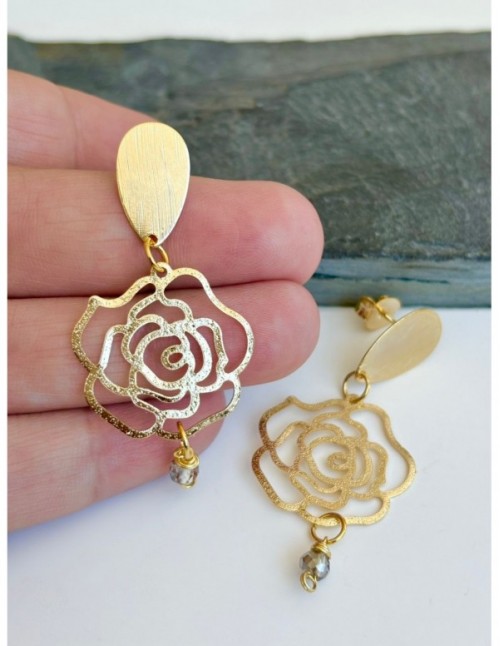 AROS BAÑADOS EN ORO CRISTAL PLATEADO 2