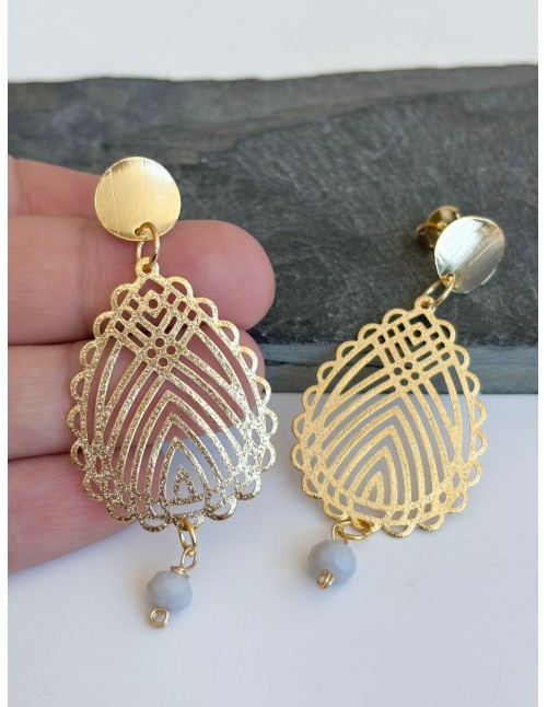 AROS BAÑADOS EN ORO CRISTAL BLANCO 2