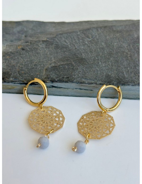 AROS BAÑADOS EN ORO CRISTAL GRIS