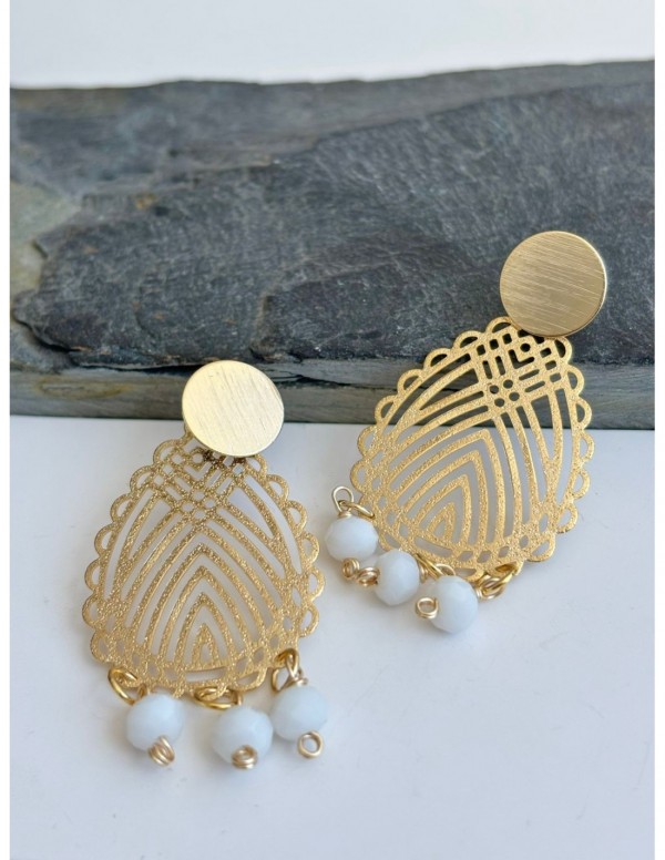 AROS BAÑADOS EN ORO CRISTAL BLANCO