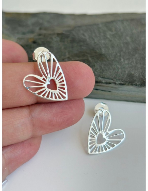 AROS BAÑADOS EN PLATA CORAZON