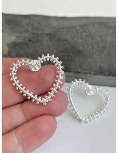 AROS BAÑADOS EN PLATA CORAZON