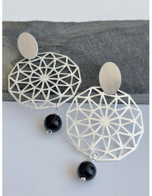 AROS BAÑADOS EN PLATA PIEDRA NEGRA 2