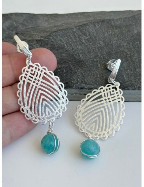 AROS BAÑADOS EN PLATA PIEDRA TURQUESA 2