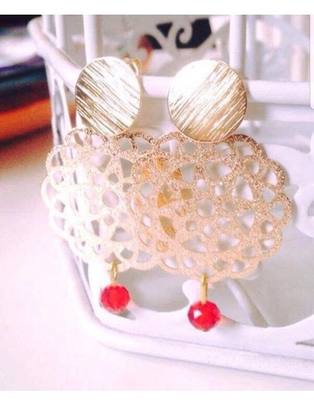 PULSERA BAÑADA EN ORO CRISTALES ROJOS
