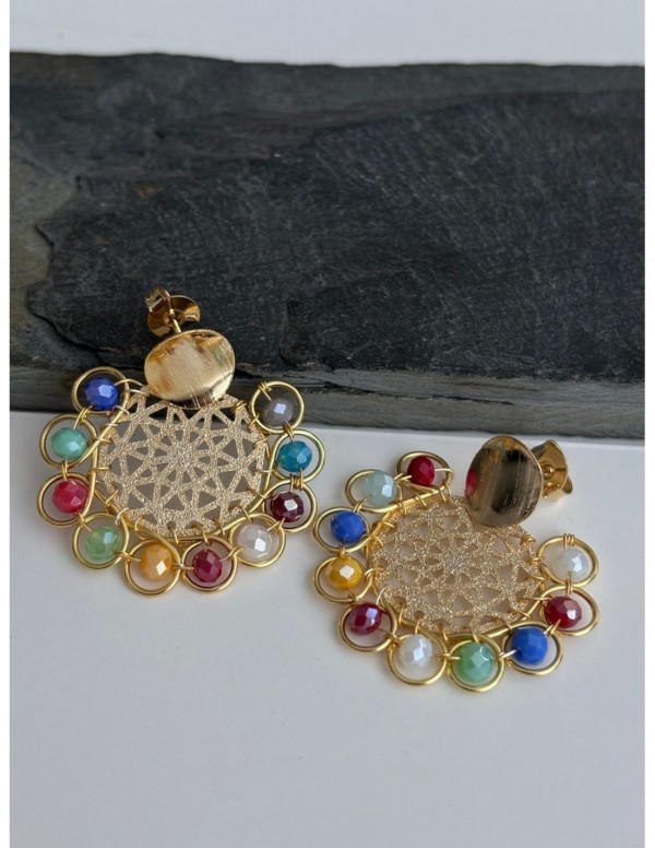 AROS BAÑADOS EN ORO CRISTALES