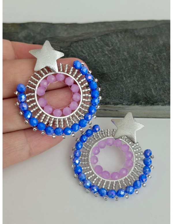 AROS BAÑADOS EN PLATA CRISTAL AZUL