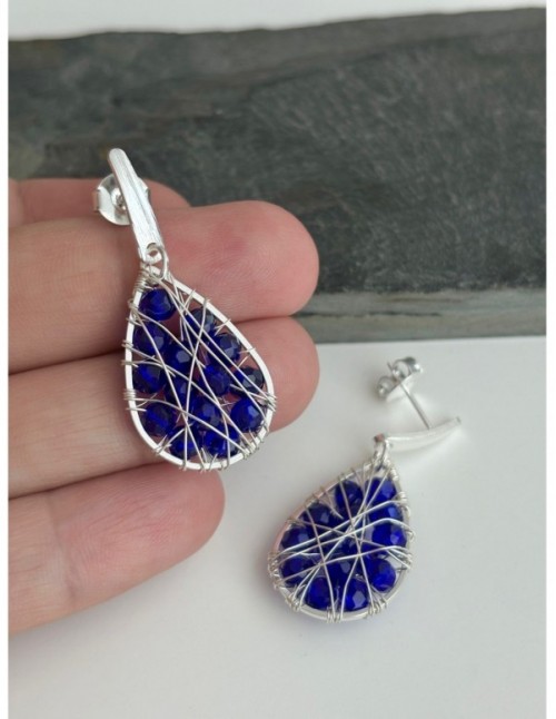 AROS BAÑADOS EN PLATA CRISTAL AZUL