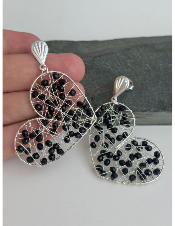 AROS BAÑADOS EN PLATA CRISTAL NEGRO