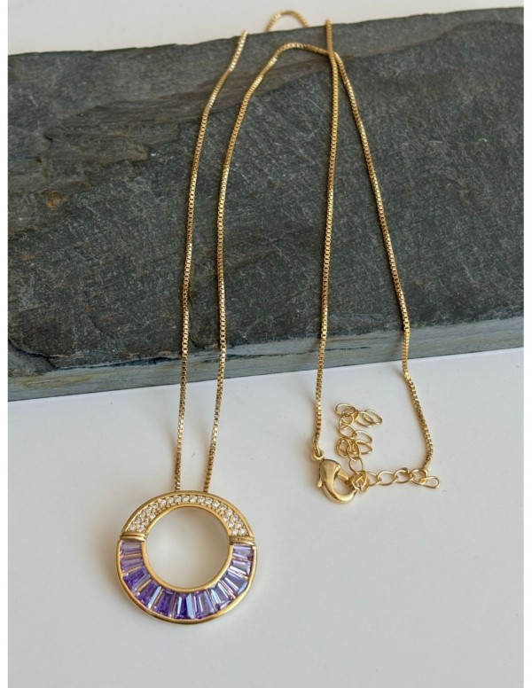 COLLARES BAÑADOS EN ORO CRISTALES AZULES