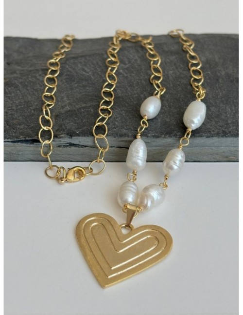 COLLAR BAÑADO EN ORO CORAZON 50CMS