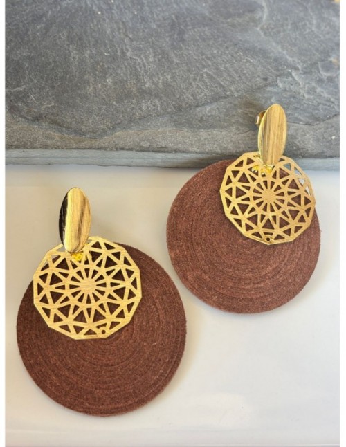 AROS BAÑADOS EN ORO GAMUZA CAFÉ