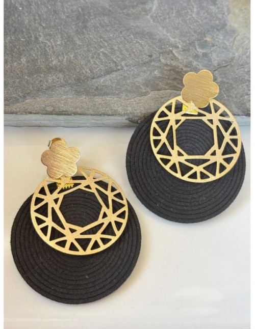 AROS BAÑADOS EN ORO GAMUZA NEGRA