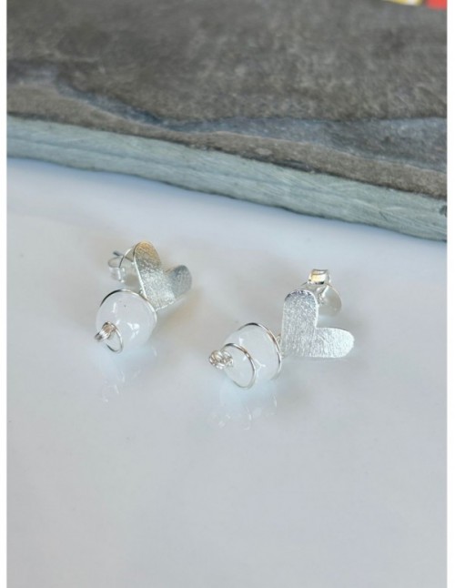 AROS BAÑADOS EN PLATA PIEDRA BLANCA