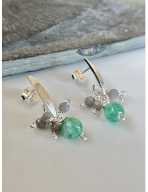 AROS BAÑADOS EN PLATA PIEDRAS AGATAS