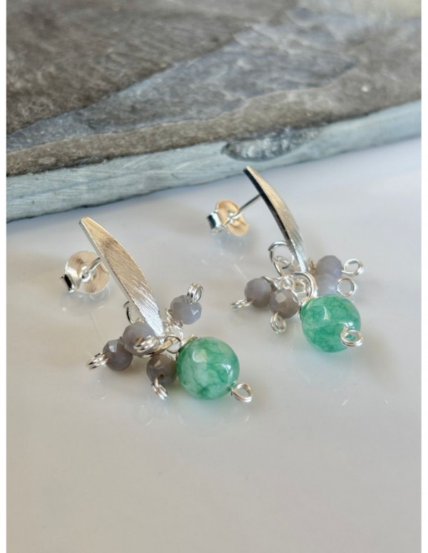 AROS BAÑADOS EN PLATA PIEDRAS AGATAS