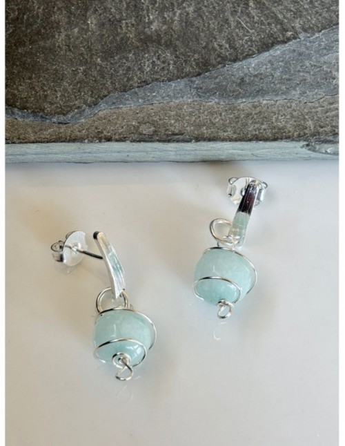 AROS BAÑADOS EN PLATA PIEDRA CELESTE