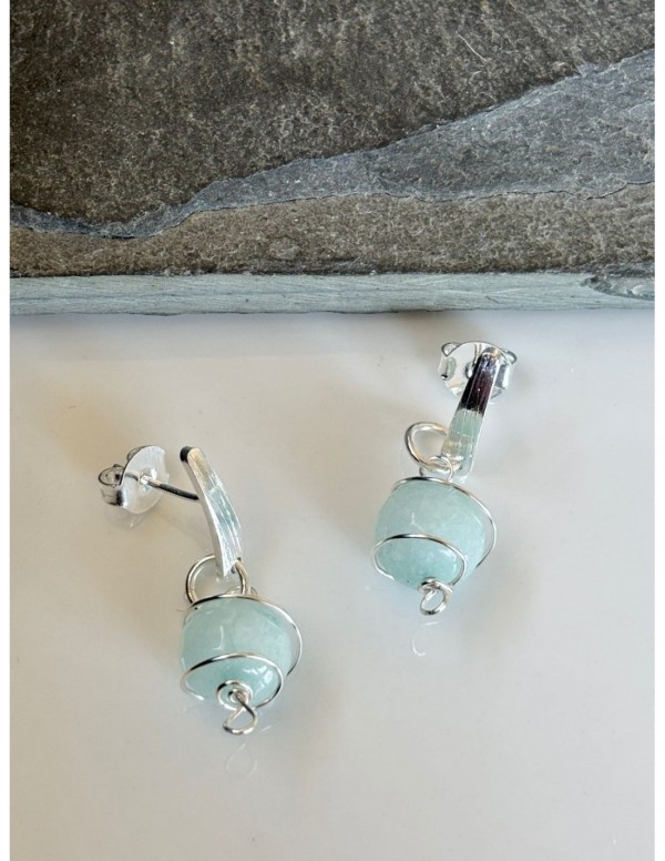 AROS BAÑADOS EN PLATA PIEDRA CELESTE