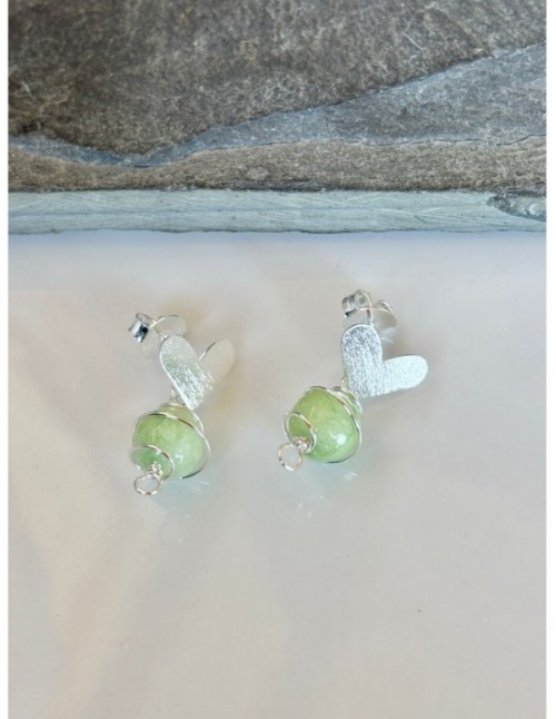 AROS BAÑADOS EN PLATA PIEDRA VERDE