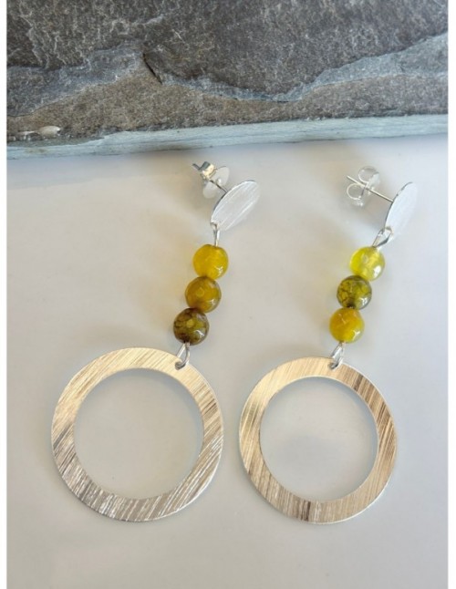 AROS BAÑADOS EN PLATA PIEDRAS AGATAS