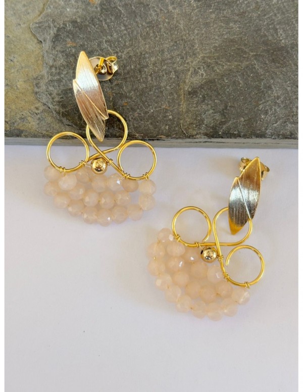 AROS BAÑADOS EN ORO PIEDRAS ROSADAS