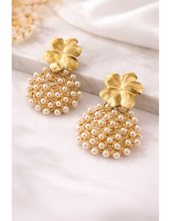 AROS BAÑADOS EN ORO PERLAS BLANCAS