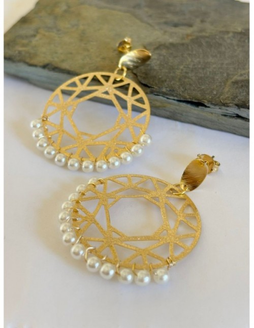 AROS BAÑADOS EN ORO PIEDRAS BLANCAS