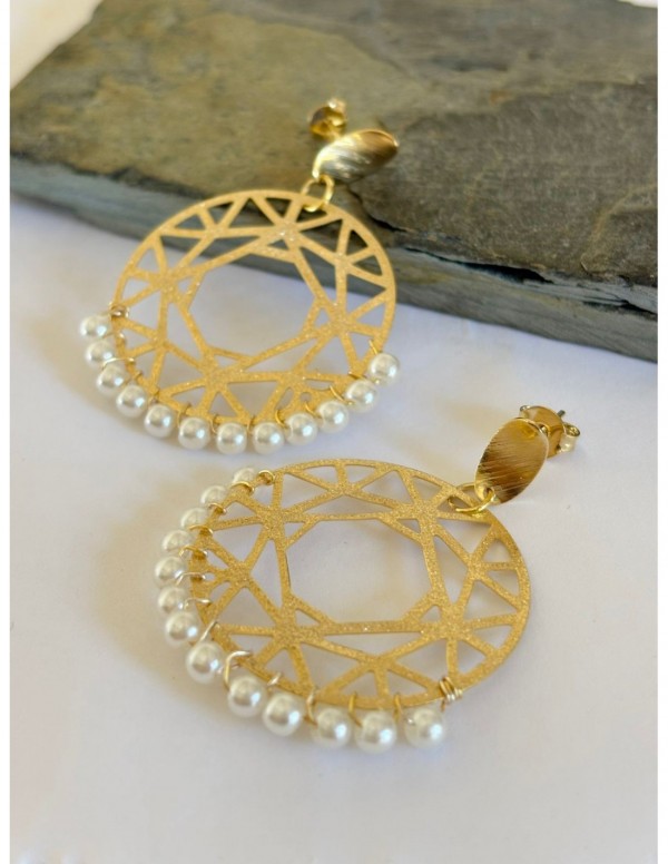 AROS BAÑADOS EN ORO PIEDRAS BLANCAS