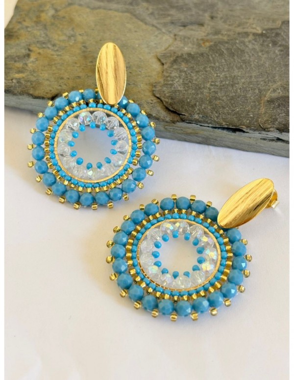 AROS BAÑADOS EN ORO CRISTALES CELESTES