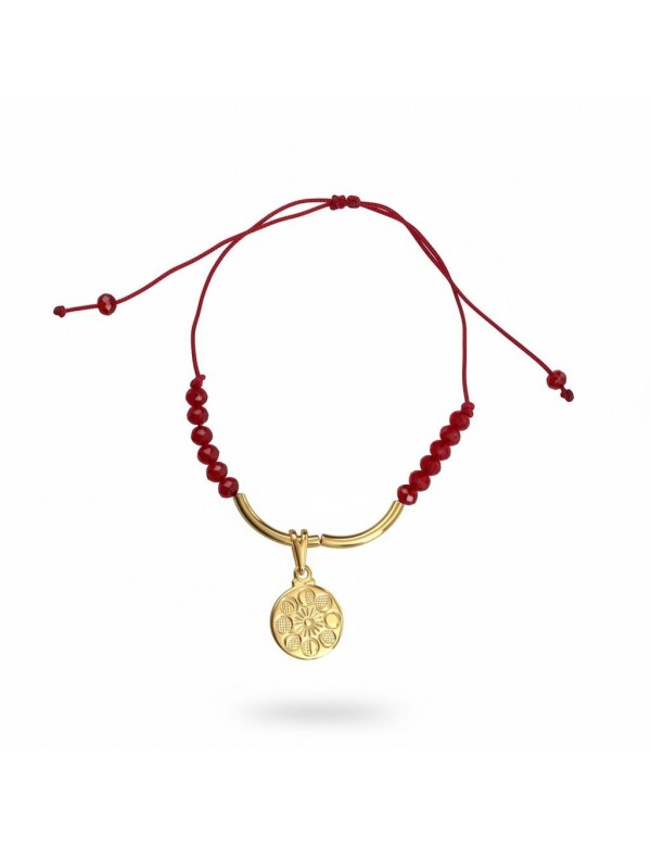 PULSERA BAÑADA EN ORO CRISTALES ROJOS