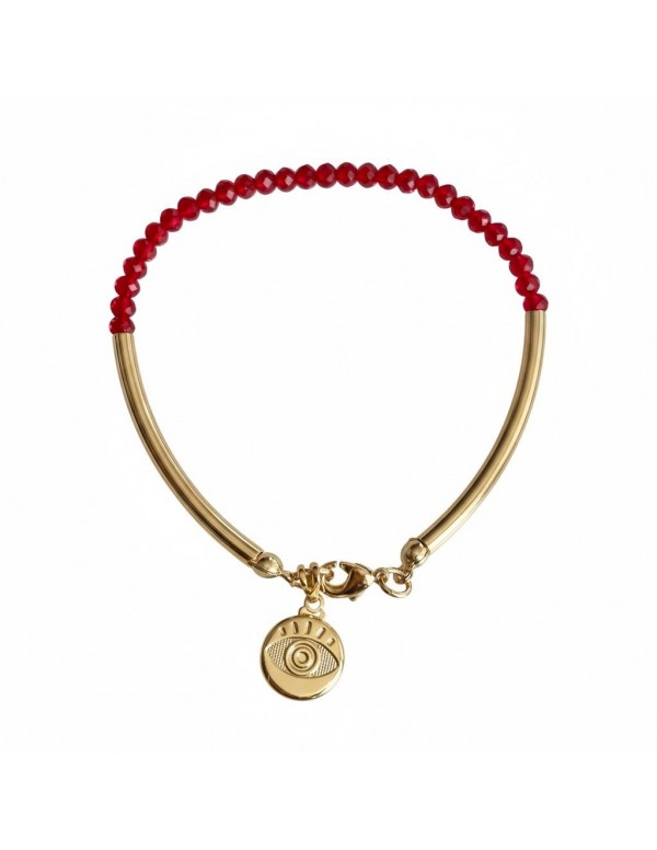 PULSERA BAÑADA EN ORO CRISTALES ROJOS