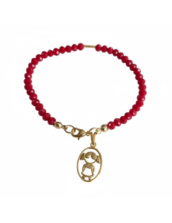 PULSERA BAÑADA EN ORO CRISTALES ROJOS