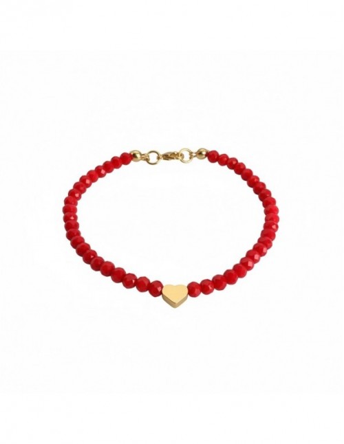 PULSERA BAÑADA EN ORO CRISTALES ROJOS