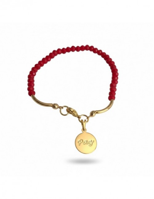 PULSERA BAÑADA EN ORO CRISTALES ROJOS