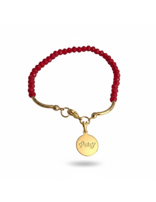 PULSERA BAÑADA EN ORO CRISTALES ROJOS